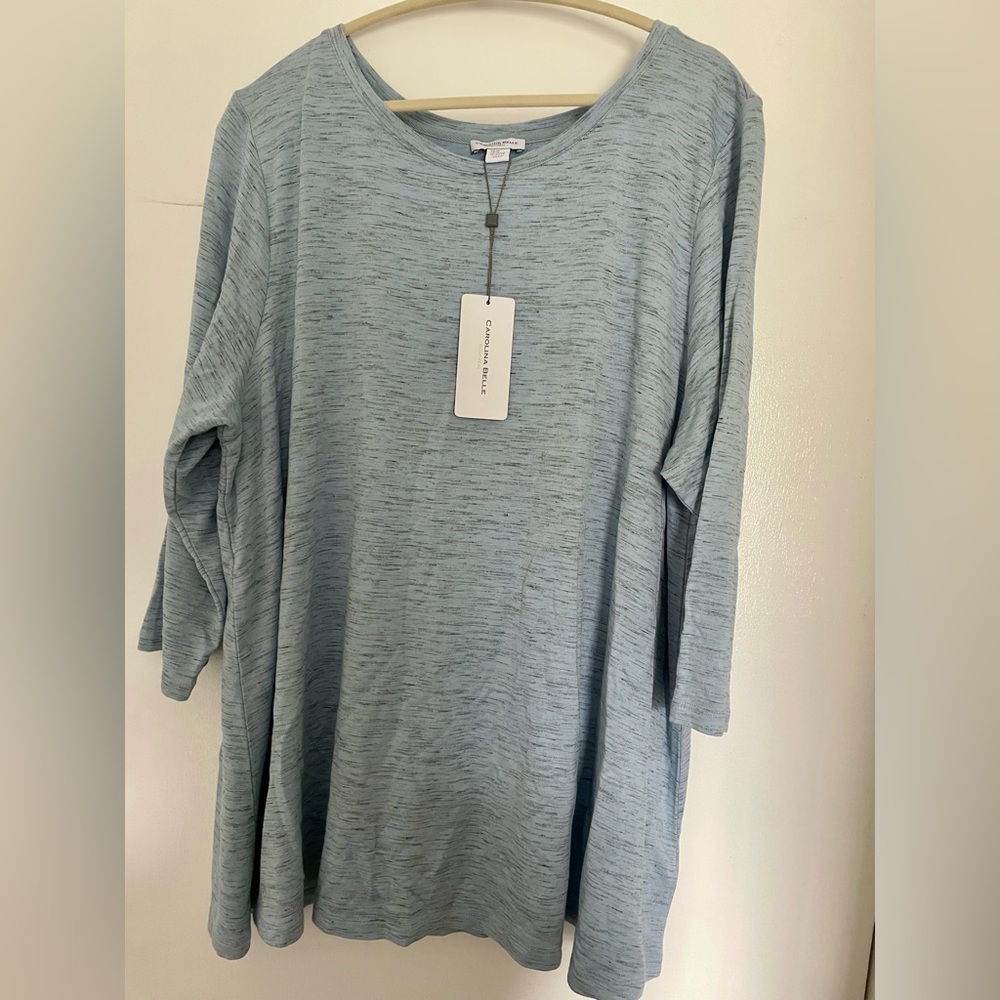 4/$25 Carolina Belle Light Blue Long Sleeve Top 3x